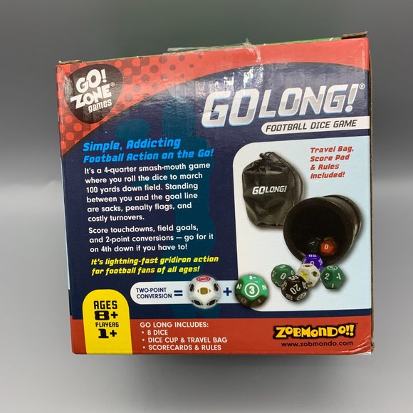 Go LOng! Football Dice Game Travel Edition Zobmondo 2012 Family Fun - Picture 5 of 11